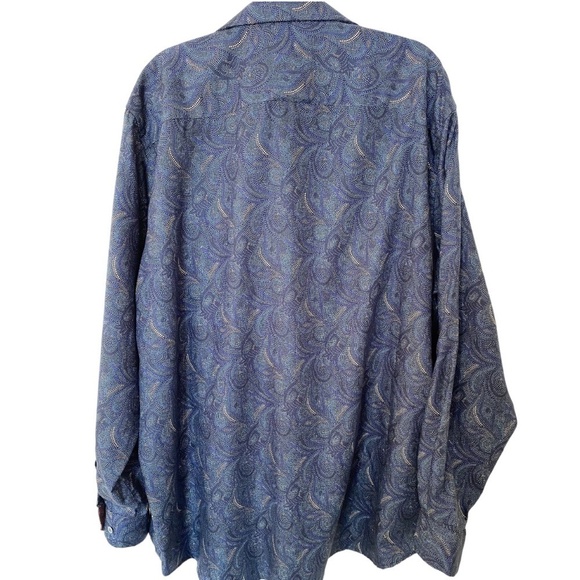 DANIEL Hechter Paris Long Sleeve Button Down Shirt, Blue Paisley, 2XL - Picture 3 of 16